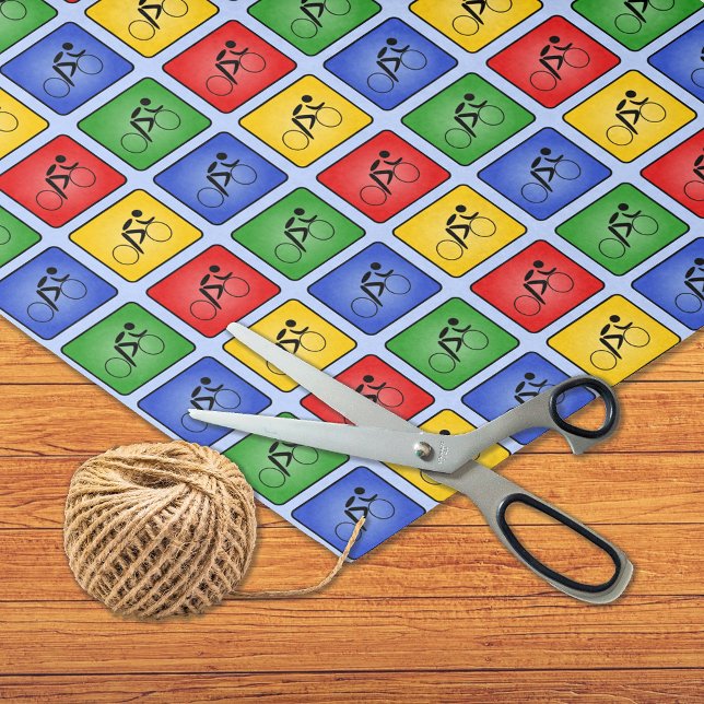 Papel De Seda Cores primárias de ciclismo com padrão esportivo (Criador carregado)