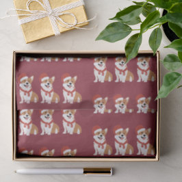 Papel De Seda Corgi de Natal Chapéu do Papai Noel Cranberry Prof