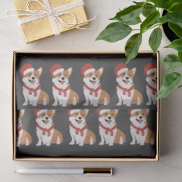 Papel De Seda Corgi de Natal Rico Carvão Elegante Divertido