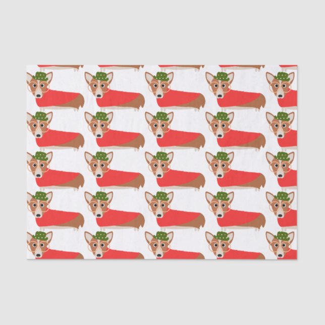 Papel De Seda Corgi do Natal (Frente )