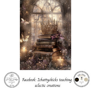 Papel De Seda Coroa de Fantasia Mística Decoupage Livros Luz de 