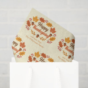 Papel De Seda Coroa de Folhas de Ação de Graças Feliz Personaliz