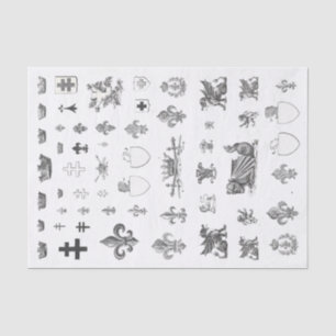 Papel De Seda Coroa Francesa Medieval Heraldry Fleur de Lis Tiss