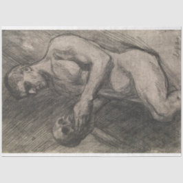 Papel De Seda Corpo de um Homem Segurando o Crânio (por Albert E