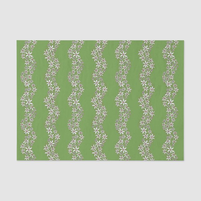 Papel De Seda Corrente de margarida Flores brancas verdes (Frente )