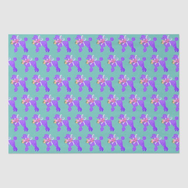 Papel De Seda Correspondência de Poodle Roxo (Frente )