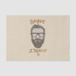 Papel De Seda Corte & Barba Gráfica de Barbearia Retro<br><div class="desc">Papel de Tecido Personalizado</div>