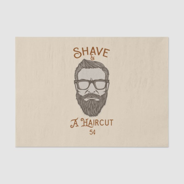 Papel De Seda Corte & Barba Gráfica de Barbearia Retro (Frente )