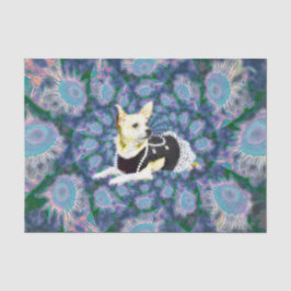 Papel De Seda Corte Chinhuahua-Cachorro Teal Yellow Art Decoupag