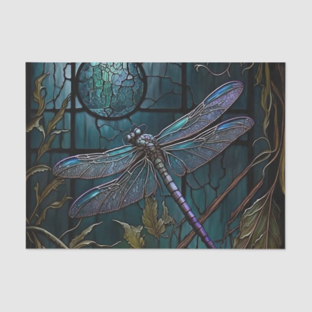 Papel De Seda Cortina de Chá de Dragonfly de Vidro Estendida (Frente )