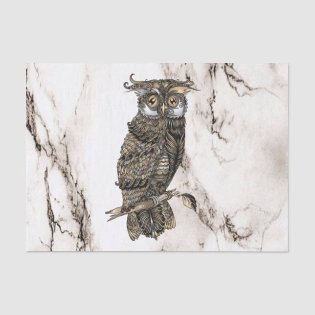 Papel De Seda Coruja Camuflada no Marble Brown (Frente )
