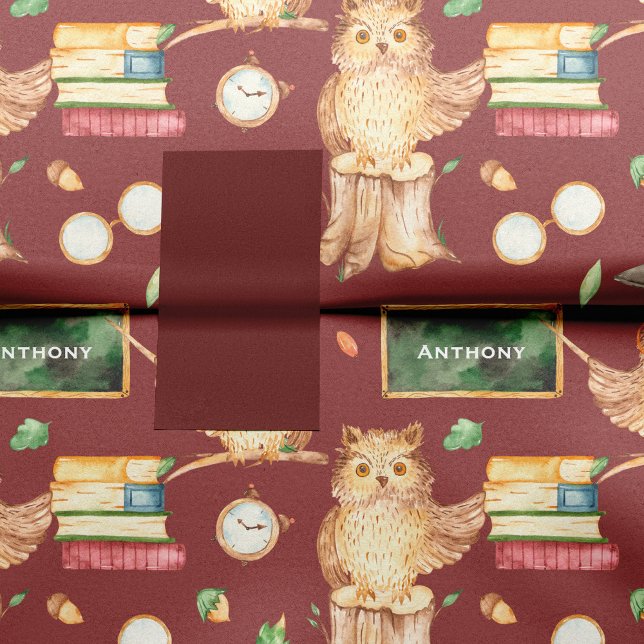 Papel De Seda Coruja Inteligente Bonita com Nome para Crianças d (Criador carregado)