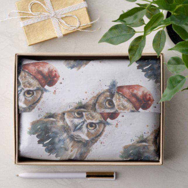 Papel De Seda Coruja Invernal Encantada, personalizada (Presente)