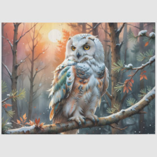 Papel De Seda Coruja Neve Colorida na Floresta Autônoma