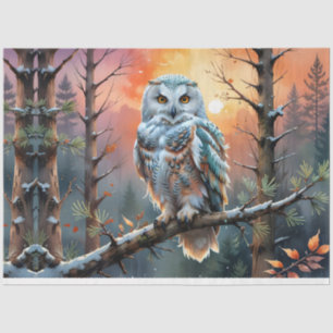 Papel De Seda Coruja Neve Colorida na Floresta Autônoma