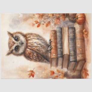 Papel De Seda Coruja nos Livros Autumn Watercolor