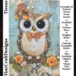 Papel De Seda Coruja Shabby Chic, Gravata Borboleta, Decoupage F