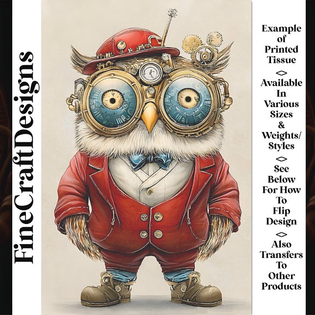 Papel De Seda Coruja Steampunk Caprichosa Fofa, Decoupagem Verme (Criador carregado)