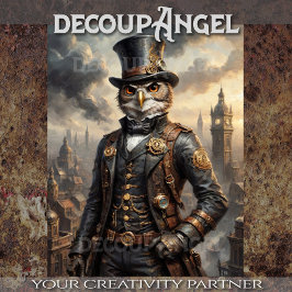 Papel De Seda Coruja Steampunk - Decoupage-