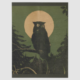 Papel De Seda Coruja Vintage na Desnute do Dia das Bruxas em Lua
