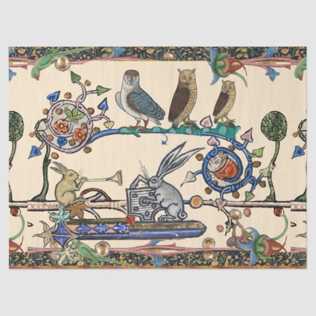 Papel De Seda Corujas de MÚSICA MÚSICA MÉDIAS DO WEIRD MEDIEVAL  (Frente )