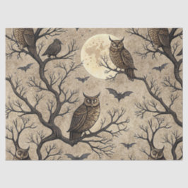 Papel De Seda Corujas e Lua do Halloween Vintage