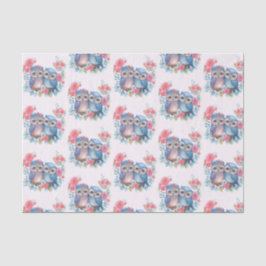 Papel De Seda Corujas no Amor Sentadas em um Ramal de Árvore Pat