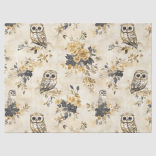Papel De Seda Corujas Vintage & Padrão Botânico Floral (4)