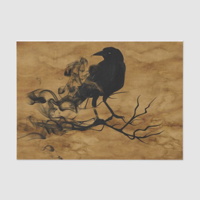 Papel De Seda Corvo Preto Assustador de Halloween (Frente )