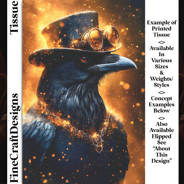 Papel De Seda Corvo Steampunk, Brasas de Fogo DF4R Decoupage (Criador carregado)