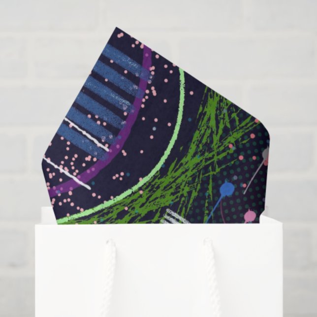 Papel De Seda Cosmic Snow Storm: Abstract Maximalism Art (Sacola de presentes)