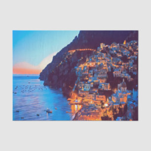 Papel De Seda costa ldp POSITANO Amalfi - pôr do sol tirado pelo
