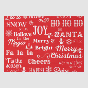 Papel De Seda Cotações de Férias Palavras de Natal Vermelhas