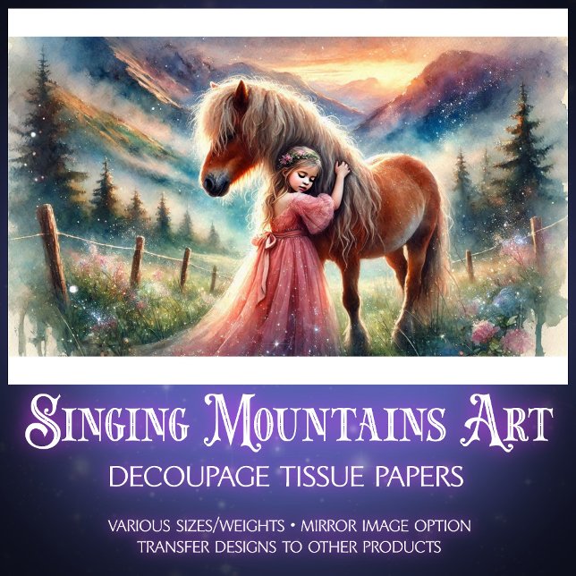 Papel De Seda Country Fantasy Horse and Girl Decoupage (Criador carregado)