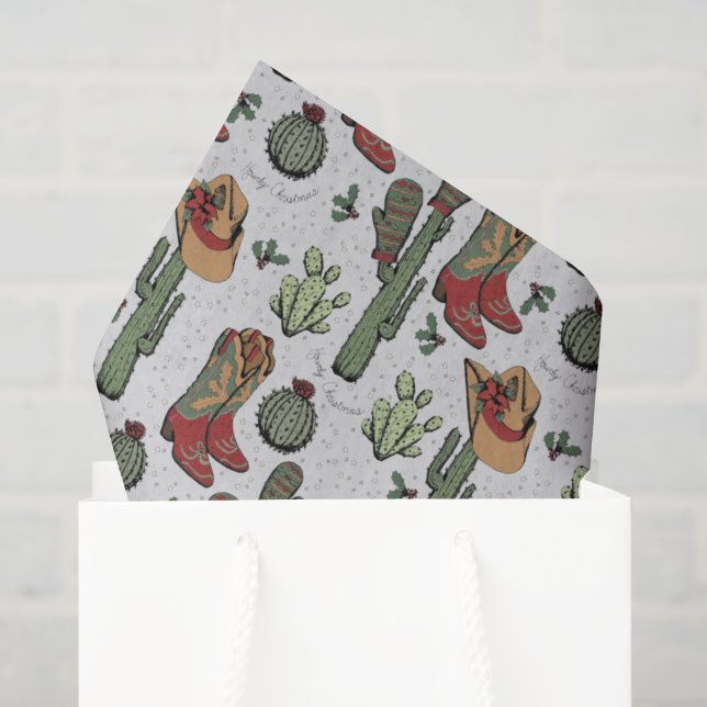 Papel De Seda Country Green Cowboy Howdy Natal (Sacola de presentes)