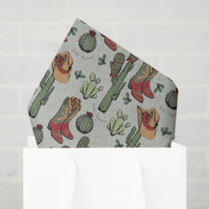 Papel De Seda Country Green Cowboy Howdy Natal