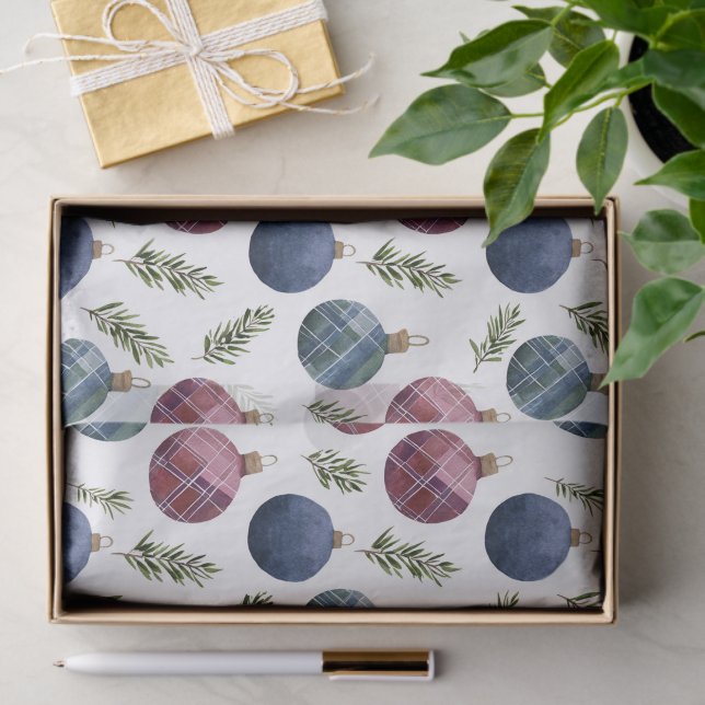 Papel De Seda Country Red Blue Ornaments Christmas (Presente)