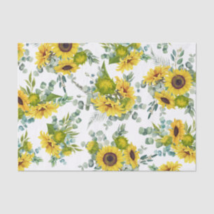Papel De Seda Country Watercolor Amarelo Sunflower