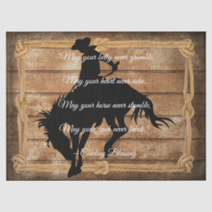 Papel De Seda Cowboy Bbenção Silhouette Bucking Cavalo Bronco
