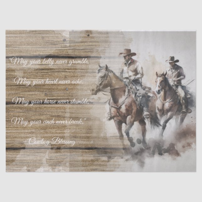 Papel De Seda Cowboy Bênção de Cavalos (Frente )
