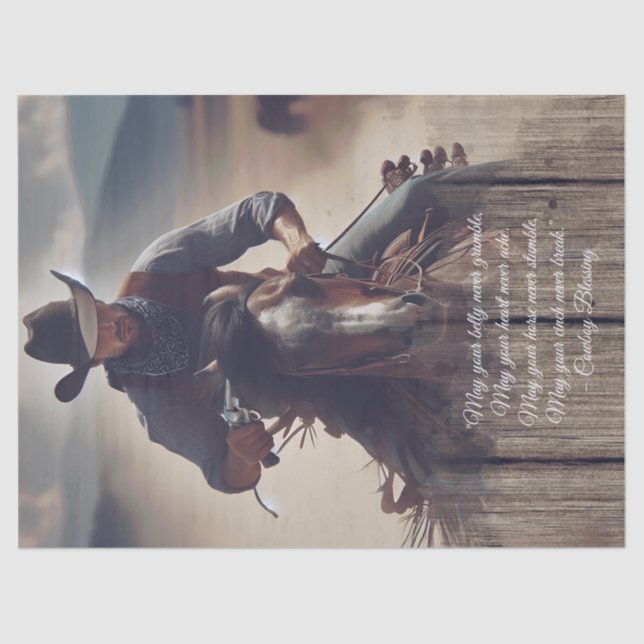 Papel De Seda Cowboy Bênção do Cavalo do Homem Ocidental (Frente )