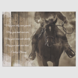Papel De Seda Cowboy Bênção do Cavalo do Homem Ocidental