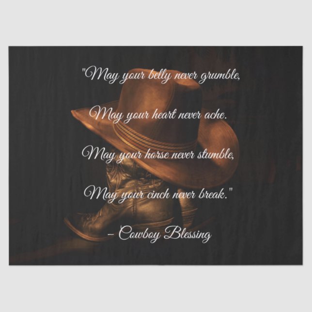 Papel De Seda Cowboy Bênção do Chapéu e Botas Ocidentais (Frente )