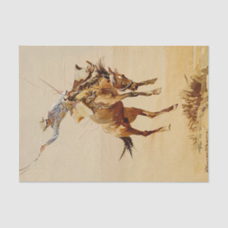 Papel De Seda Cowboy on a Bucking Horse #2 by Edward Borein