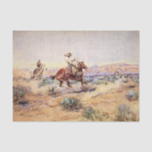 Cowboys on Horses Roping a Wolf with a Lasso
