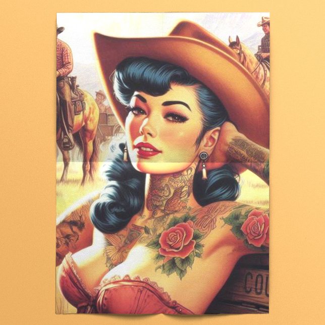 Papel De Seda Cowgirl da Tatuagem Quente (Criador carregado)