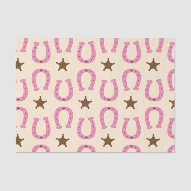 Papel De Seda Cowgirl Pink Horsfere Sheriff Star Country Texas (Frente )