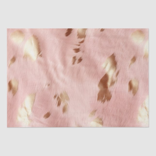 Papel De Seda Cowhide Dourada Cowgirl Rosa-Rosa-Rosa-Cinzento (Frente )