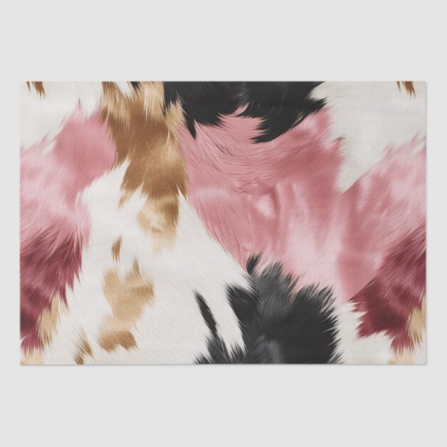Papel De Seda Cowhide Preto-Rosa-Rosa-Dourado (Frente )