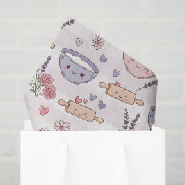 Papel De Seda Cozinha Kawaii Coração Assando Rosa Branco Roxo